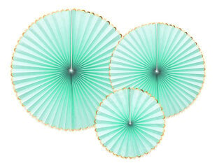Бумажные подвесные украшения-веера Yummy, мятного цвета, 1 упак/3 шт цена и информация | Праздничные декорации | 220.lv