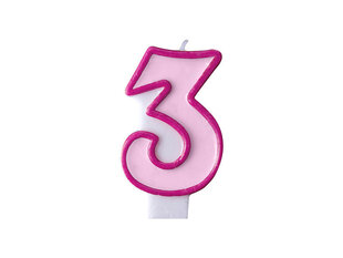 Свечи к Дню рождения Число 3, розовые, 7 см, 24 шт. цена и информация | Праздничные декорации | 220.lv