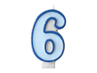 Dzimšanas dienas svece Skaitlis 6, zila, 7 cm, 24 gab. cena un informācija | Svētku dekorācijas | 220.lv