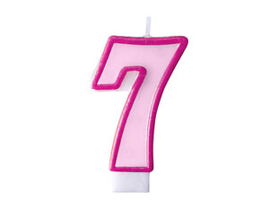 Dzimšanas dienas svece Skaitlis 7, rozā, 7 cm, 1 gab. cena un informācija | Svētku dekorācijas | 220.lv