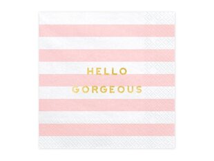 Бумажные салфетки Yummy "Hello Gorgeous", розовые, 33х33 см, 1 упаковка/20 штук цена и информация | Праздничная одноразовая посуда | 220.lv