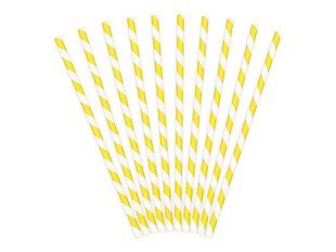 Бумажные соломинки, желто-белые, 19,5 см, 1 коробка/50 упаковок (1 упаковка/10 штук) цена и информация | Праздничная одноразовая посуда | 220.lv