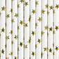 Papīra salmiņi, balti ar zelta zvaigznēm, 19,5 cm, 1 iepak./10 gab. цена и информация | Vienreizējie trauki | 220.lv