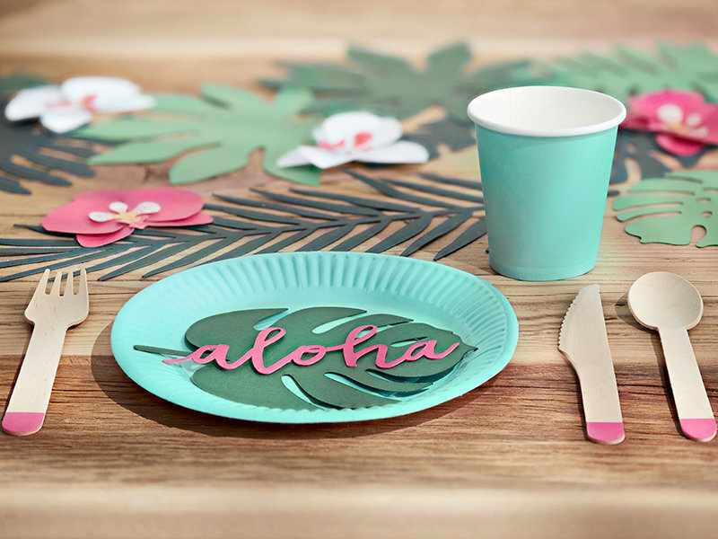 Galda kartes Aloha Monstera, zaļas, 14,5x11 cm, 1 kaste/50 iepak. (1 iepak./6 gab.) цена и информация | Svētku dekorācijas | 220.lv