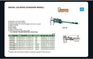 Digitālais bīdmērs Insize (200 mm) ar bloķēšanas skrūvi cena un informācija | Rokas instrumenti | 220.lv