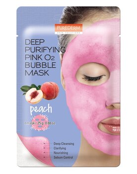 Глубоко очищающая пенящаяся маска для лица Purederm Deep Purifying Pink O2 Bubble Персик, 25г цена и информация | Маски для лица, патчи для глаз | 220.lv