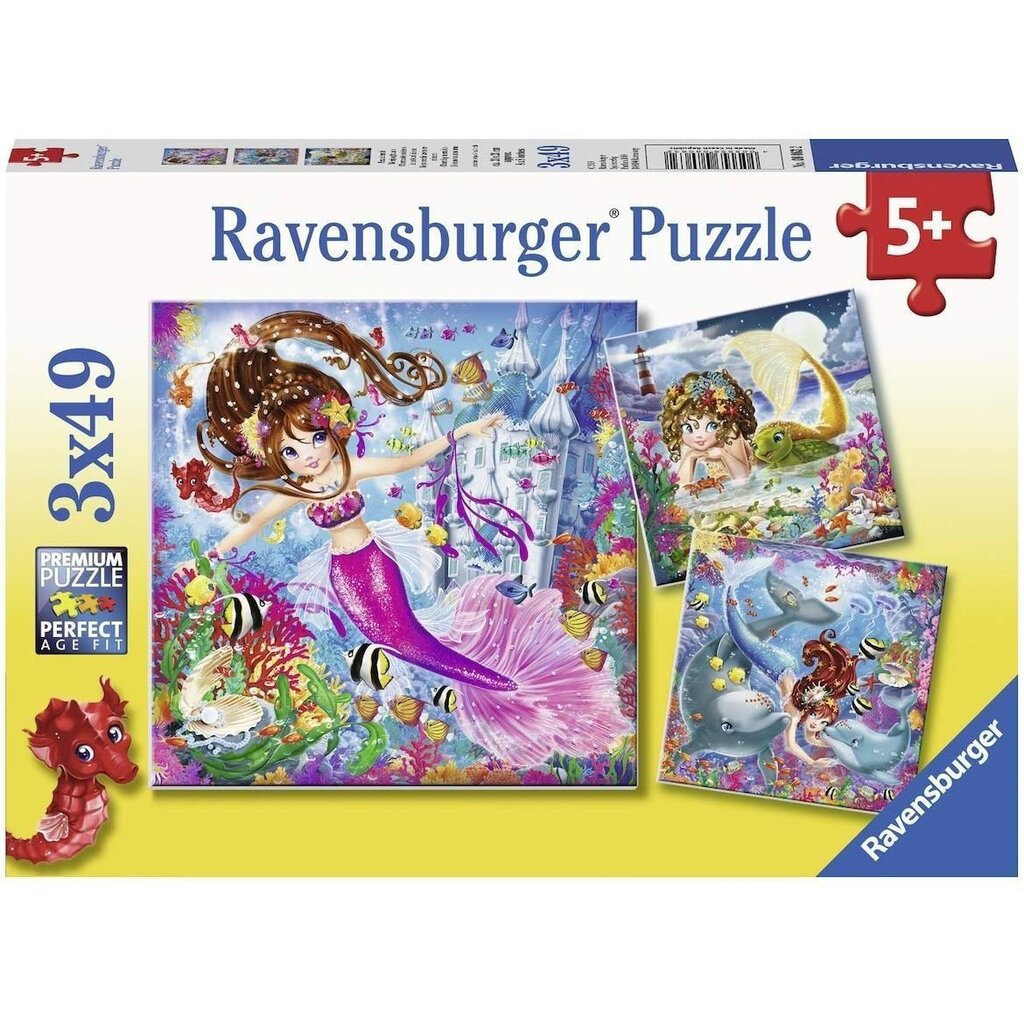 Puzle Ravensburger Burvīgās nāriņas, 3 gab., 49 daļas, 8063 cena un informācija | Puzles, 3D puzles | 220.lv