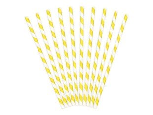 Бумажные соломинки, желто-белые, 19,5 см, 1 упаковка/10 штук цена и информация | Праздничная одноразовая посуда | 220.lv