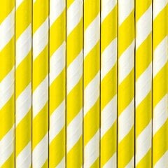 Papīra salmiņi, dzelteni balti, 19,5 cm, 1 iepakojums / 10 gab. cena un informācija | Vienreizējie trauki | 220.lv