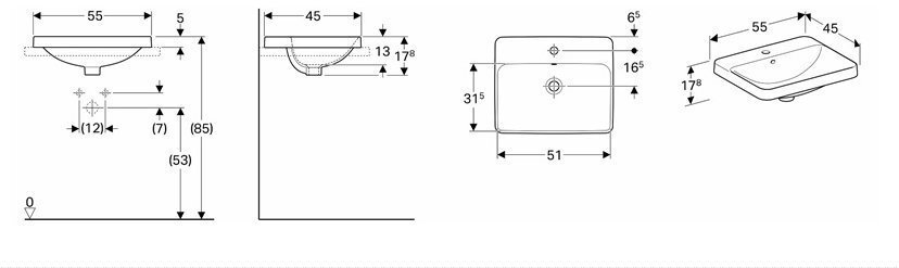 Iebūvējamā izlietne Kolo VariForm 55x45 цена и информация | Izlietnes | 220.lv