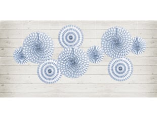 Piekarāmie dekori - vēdekļi Pastelove Sky-blue, 1 iepak./3 gab. cena un informācija | Svētku dekorācijas | 220.lv