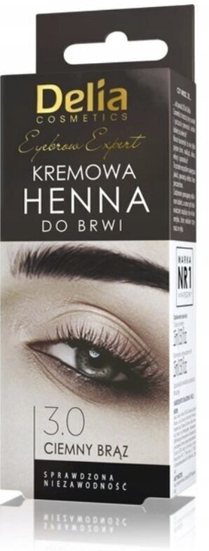 Uzacu un skropstu krāsa Delia Cosmetics Henna Cream 15 ml, 3.0 Dark Brown cena un informācija | Uzacu krāsas, zīmuļi | 220.lv