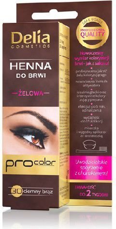 Uzacu krāsa Delia Cosmetics Henna 15 ml, 3.0 Dark Brown cena un informācija | Uzacu krāsas, zīmuļi | 220.lv