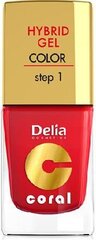 Gela nagu laka Delia Cosmetics Coral 11 ml, 01 Red цена и информация | Лаки для ногтей, укрепители | 220.lv