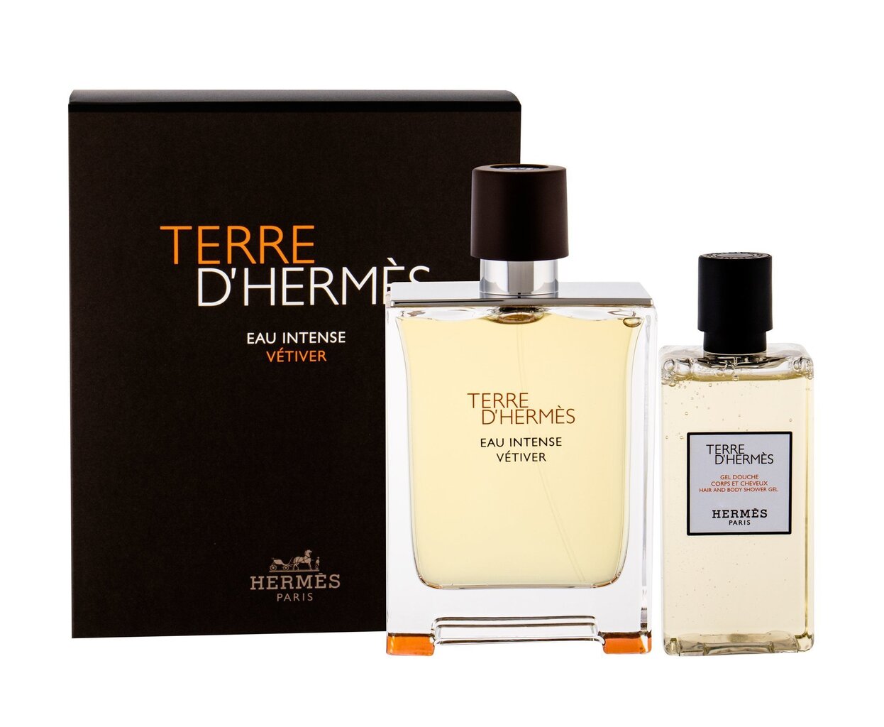 Komplekts Hermes Terre d'Hermes Eau Intense Vetiver EDP vīriešiem: EDP parfimērijas ūdens 100 ml + dušas želeja 80 ml cena un informācija | Vīriešu smaržas | 220.lv