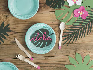 Бумажные тарелки Aloha, 18 см (1 упаковка / 6 штук), Бирюзового цвета цена и информация | Праздничная одноразовая посуда | 220.lv