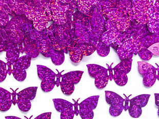 Hologrāfisks konfeti Butterflies, rozā, 2,1x3x8 cm, 1 iepak./15 g цена и информация | Праздничные декорации | 220.lv