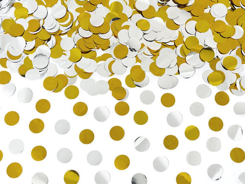 Konfeti lielgabals Circles, zelta un sudraba krāsā, 40 cm, 1 gab. цена и информация | Svētku dekorācijas | 220.lv
