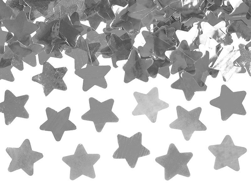 Konfeti plaukšķene Zvaigznītes, sudraba krāsā, 60 cm, 1 gab. cena un informācija | Svētku dekorācijas | 220.lv