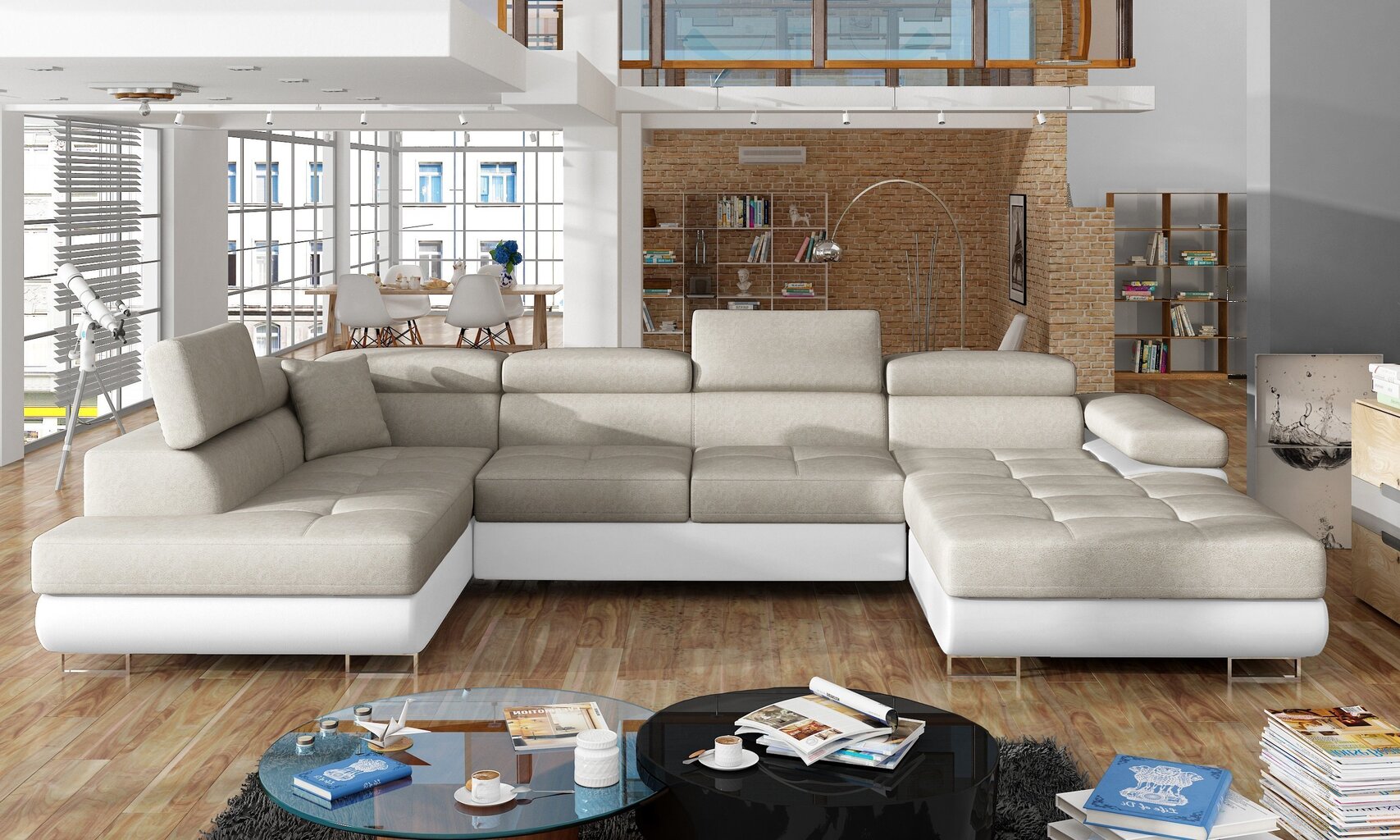 Stūra dīvāns Rodrigo, krēmkrāsas/balts cena un informācija | Stūra dīvāni | 220.lv