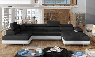 Stūra dīvāns Rodrigo, melns/balts cena un informācija | Stūra dīvāni | 220.lv