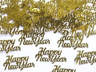 Konfeti Happy New Year, zelta krāsas, 4x2 cm, 1 iepak/3 g cena un informācija | Svētku dekorācijas | 220.lv