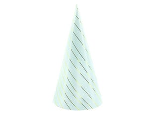 Svētku cepures ar svītrām, 21 cm (1 iepakojums / 6 gab.) Gaiši zilas cena un informācija | Svētku dekorācijas | 220.lv