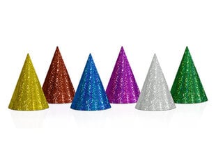Hologrāfiskas svētku cepures 10 cm (1 kaste / 36 iepakojumi) (1 iepakojums / 20 gab.) daudzkrāsainas cena un informācija | Svētku dekorācijas | 220.lv