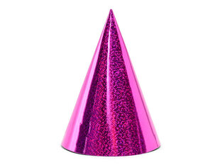 Ballīšu cepures - rozā, hologrāfiskas, 6 gab cena un informācija | Svētku dekorācijas | 220.lv