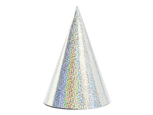Ballīšu cepures - sudraba, hologrāfiskas, 6 gab cena un informācija | Svētku dekorācijas | 220.lv