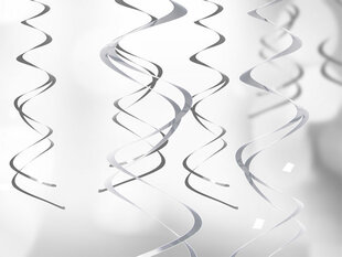 Висячие декорации Swirls Серебренные 60 см (1 упаковка/5штук) цена и информация | Праздничные декорации | 220.lv