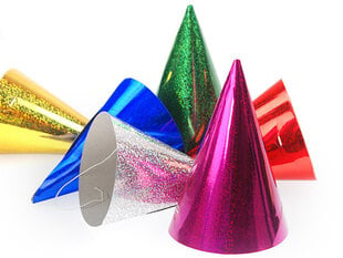 Hologrāfiskas svētku cepures 10 cm (1 iepakojums / 20 gab.) daudzkrāsainas cena un informācija | Svētku dekorācijas | 220.lv