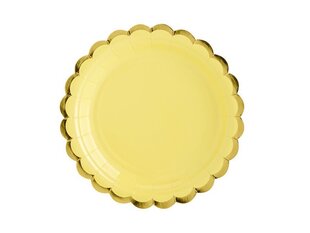 Vienreizlietojamie papīra šķīvji Light Yellow 18 cm (1 iepak./ 6 gab.) cena un informācija | Vienreizējie trauki | 220.lv