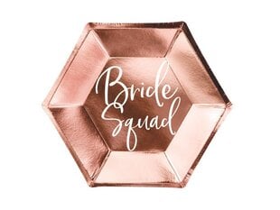 Vienreizlietojamie papīra šķīvji Bride Squad Rose Gold 23 cm (1 iepak./ 25 gab.)(1 iepak./ 6 gab.) cena un informācija | Vienreizējie trauki | 220.lv