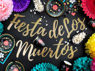 Гирлянда Dia de Los Muertos Fiesta de Los Muertos, золотого цвета, 22x160 см, 1 упаковка/1 шт цена и информация | Праздничные декорации | 220.lv