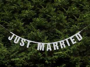 Virtene Just Married, sudraba krāsā, 18x170 cm, 1 iepak./1 gab. cena un informācija | Svētku dekorācijas | 220.lv