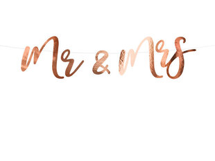 Гирлянда Mr&Mrs, цвета розового золота, 16,5x68 см, 1 упаковка/1 штука цена и информация | Праздничные декорации | 220.lv