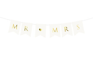 Virtene MR MRS, balta, 15x85 cm, 1 pac/1 gab cena un informācija | Svētku dekorācijas | 220.lv