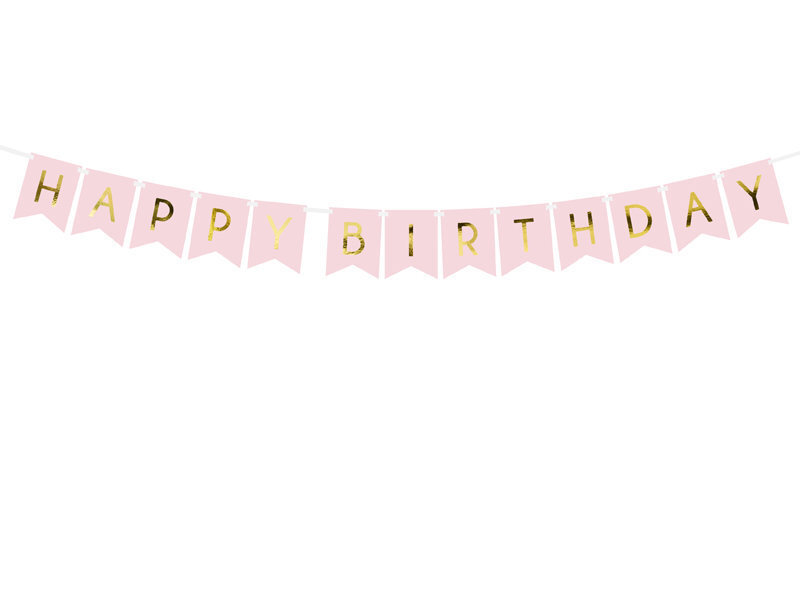 Virtene Happy Birthday, gaiši rozā, 15x175 cm, 1 iepak/1 gabals cena un informācija | Svētku dekorācijas | 220.lv