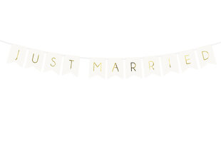 Virtene Just Married, balta, 15x155 cm, 1 iepak. / 1 gab. cena un informācija | Svētku dekorācijas | 220.lv
