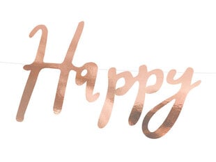 Гирлянда Happy Birthday, цвета розового золота, 16,5x62 см, 1 упаковка/1 шт цена и информация | Праздничные декорации | 220.lv