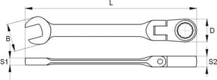 Комбинированный ключ с гибкой трещоткой Yato 8 мм (YT-1674) цена и информация | Механические инструменты | 220.lv