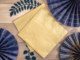 Трехслойные салфетки Gold Metallic 40x40 см (1 упаковка / 20 шт) цена и информация | Праздничная одноразовая посуда | 220.lv