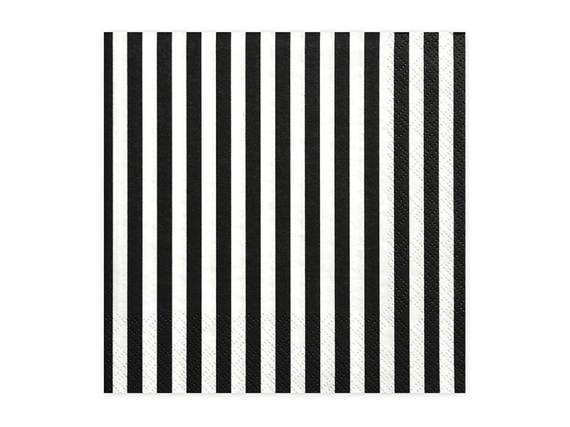 Salvetes Stripes Black 33 x 33 cm (1 iepak. / 20 gab.) cena un informācija | Vienreizējie trauki | 220.lv