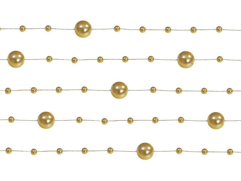 Pērļu virtene Gold 1,3 m (1 iepak./ 5 gab.) cena un informācija | Svētku dekorācijas | 220.lv