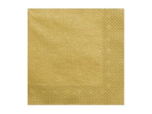 3 slāņu salvetes Gold Metallic 33 x 33 cm (1 iepak. / 20 gab.) цена и информация | Праздничная одноразовая посуда | 220.lv