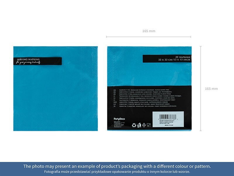 3 slāņu salvetes Pale Turquoise 33 x 33 cm (1 iepak. / 20 gab.) cena un informācija | Vienreizējie trauki | 220.lv