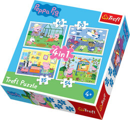 Puzles komplekts Trefl 4 in 1 Peppa Pig, 35+48+54+70 cena un informācija | Puzles, 3D puzles | 220.lv