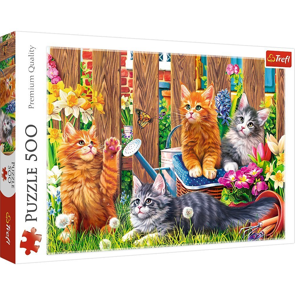 Puzle Trefl Kittens In The Garden, 500 d. cena un informācija | Puzles, 3D puzles | 220.lv