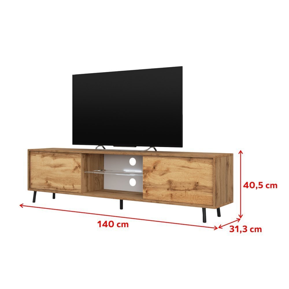 TV galdiņš Selsey Lefyr, ozola krāsā cena un informācija | TV galdiņi | 220.lv